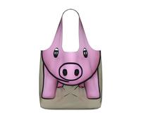 DUWAA Powder Pig Print Foldable Tote Bag Reusable Grocery Bag Shopping Bag With 25l Capacity For Work Beach And Travel