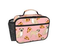 DUWAA Pug Pizza Pink Print Reusable Lunch Bag for Men Women, Collapsible Designed for Fresh Office Lunches Ideal Gift