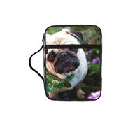 DUWAA Pugs in The Garden Print 26Ã- 20 Cm Large Capacity Bible Cover Case, Study Supplies Tote Bag for Women and Christian