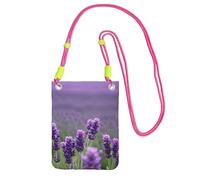 DUWAA Purple Lavender Colored Flowers Print Crossbody Bag For Women, Shoulder Bag Purse, Travel Sport Mini Phone Bag, Fuchusia, One Size