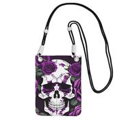 DUWAA Purple Rose Skeleton Print Crossbody Bag For Women, Shoulder Bag Purse, Travel Sport Mini Phone Bag, Phone Wallet, Black, One Size