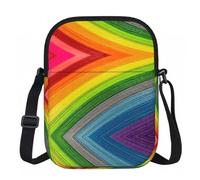 DUWAA Rainbow Color Stripe Print Adjustable Strap Oxford Sling Bag, Small Water-Resistant Crossbody Purse For Travel