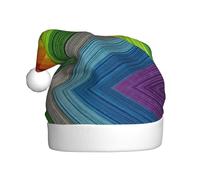 DUWAA Rainbow Color Stripe Print Christmas Hat, Fun Plush Adult Santa Hat, Novelty Holiday Headwear For New Year Festive Party