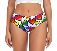DUWAA Rainbow Colored Gay Pride Hearts Print Women'S Briefs, Full Coverage Soft Underwear, Stretch Panties For Women, Seamless Brief