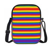 DUWAA Rainbow Pattern Print Adjustable Strap Oxford Sling Bag, Small Water-Resistant Crossbody Purse For Travel