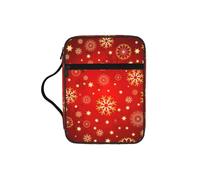 DUWAA Red Background Golden Snow Print 26Ã- 20 Cm Large Capacity Bible Cover Case, Study Supplies Tote Bag for Women and Christian