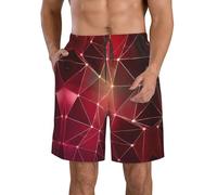DUWAA Red Galaxy Constellation Print Quick Dry Shorts for Men, Lightweight Summer Beach Shorts with Pockets, Elastic Waistband