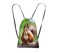 DUWAA Red Squirrel Print Drawstring Backpack Foldable String Bag Cinch Bag Beach Bag Travel Backpack Anti Tear Gym Bag