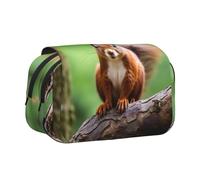 DUWAA Red Squirrel print Pen Pencil Case with Zipper Clear Makeup Color Pouch Cosmetics Bag Multi-Purpose Stationary Bag