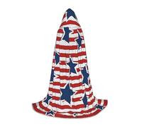 DUWAA Red White Star Stripe Flag Print Halloween Costume Clothes Halloween Medieval Costume Cape For Women Men Renaissance Hooded Cloak