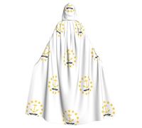 DUWAA Rhode Island State Flag Print 59inch Carnival Cape, Unisex Adult Hooded Cloak For Halloween Witch Vampire Wizard Cosplay