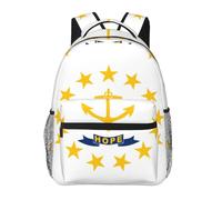 DUWAA Rhode Island State Flag Print Shoulder Bag With 1 Large, 1 Front And 2 Side Pockets, Adults Water-Resistant Bookbag Backpack