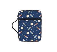 DUWAA Rocket in Space Print 26× 20 Cm Large Capacity Bible Cover Case, Study Supplies Tote Bag for Women and Christian