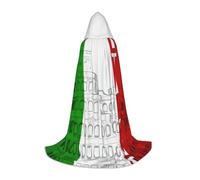 DUWAA Roman Colosseum Italian Flag Print Halloween Costume Clothes Halloween Medieval Costume Cape For Women Men Renaissance Hooded Cloak