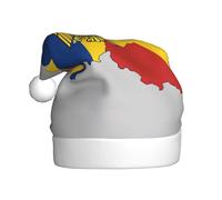 DUWAA Romania Flag Map01 Print Christmas Hats For Adult, Santa Hat Unisex, Comfort Xmas Hat For New Year Festive Party