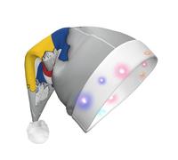 DUWAA Romania Position Flag Map Print Light Up Christmas Hat With 3 Blinking Color, Adults Led Soft Faux Santa Cap For Party