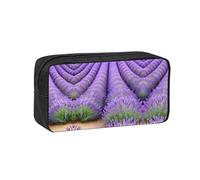 DUWAA Romantic Lavender Print Pencil Case Large Capacity Pencil Pouch Marker Pen Bag Coin Pouch Office Stationery Organizer