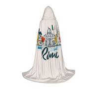 DUWAA Rome Cityscape With Italian Print Halloween Costume Clothes Halloween Medieval Costume Cape For Women Men Renaissance Hooded Cloak