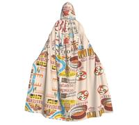 DUWAA Rome Map With Landmarks Illus print Cloak with Hood for Men Women, Hooded Cape Cloak Unisex Halloween Witch Vampire Costume