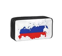 DUWAA Russian Flag Map Print Large Capacity Pencil Case Pencil Pouch with Zipper Portable Pen Case for Office Travel Makeup