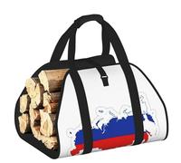 DUWAA Russian Flag Map Print Wood Baskets with Handle Large Log Store for Fireplace Wear-Resistant Picnic Bags Log Basket