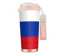 DUWAA Russian Flag Print Stainless Steel Insulated Travel Coffee Mug, Camping Mug,Coffee Tumbler For Men Women
