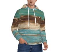 DUWAA Rustic Wood Plank Print Men'S Hooded Sweatshirt, Long Sleeve Pullover Sweatshirt With Pockets, For Casual Athletic Black