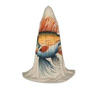DUWAA Safflower Flying Fish Print Halloween Hooded Cloak Cape Medieval Style For Christmas Party, Cosplay Masquerade Costumes