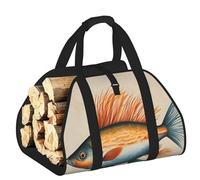 DUWAA Safflower Flying Fish Print Storage Bag Log Burner Accessories Heavy Duty Tool Bag for Indoor Outdoor Fireplace Storage