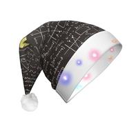 DUWAA School Math Print Light Up Christmas Hat, Glow Lighted Santa Cap With Colorful Led Strip Light For Adults