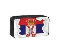 DUWAA Serbia Flag Map Print Large Capacity Pencil Case Pencil Pouch with Zipper Portable Pen Case for Office Travel Makeup