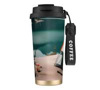 DUWAA Serenity Lake Camping Print Stainless Steel Insulated Travel Coffee Mug, Camping Mug,Coffee Tumbler For Men Women