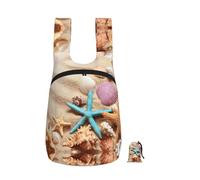 DUWAA Shells On The Beach Print Anti-Tear Backpack For Men Women Foldable Shopping Bag Ultra Light Camping Backpack Work Bag