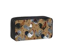 DUWAA Shine Rooster Print Large Capacity Zipper Pencil Case for School Office College, Big Capacity Pencil Bag Holder Adult