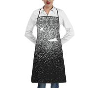 DUWAA Shiny Silver Glitter Print Kitchen Cooking Aprons For Women Men, Apron For Dishwashing, Lab, Butcher, Dog Grooming
