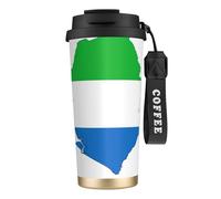 DUWAA Sierra Leone Flag Map Print Stainless Steel Insulated Travel Coffee Mug, Camping Mug,Coffee Tumbler For Men Women
