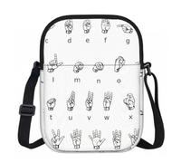 DUWAA Sign Language Alphabet. Print Oxford Crossbody Sling Bag, Water-Resistant Adjustable Purse For Women Travel Daily Use
