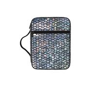 DUWAA Silver Fish Scale Print Multi Functional Bible Bag Cosmetic Bags with Handle Waterproof Pencil Case with Compartments