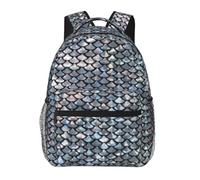 DUWAA Silver Fish Scale Print Rucksack Bag For Men Women High-Capacity Vacuum Backpack Multi-Layer Design Travel Backpack