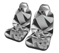 DUWAA Silver Geometric Figure Print 2pcs Seat Interior Covers for Front Seats, Non-Slip for Car Protectors Fits Most SUV Truck Sedans