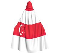 DUWAA Singapore Flag Print 59inch Carnival Cape, Unisex Adult Hooded Cloak For Halloween Witch Vampire Wizard Cosplay