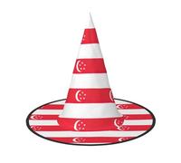 DUWAA Singapore Flag Print Halloween Witch Hat Costume Accessory Women Hats For Halloween Party Cosplay Accessories-2pcs