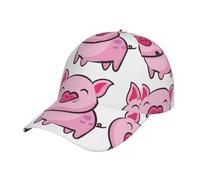 DUWAA Smile Pink Pig Print Men's Baseball Caps, Adjustable Trucker Hat, Womens Ponytail Hat, Sport Baseball Cap