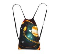 DUWAA Solar System Jupiter Saturn Print Drawstring Backpack Foldable String Bag Cinch Bag Beach Bag Travel Backpack Anti Tear Gym Bag