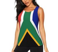 DUWAA South Africa Flag Print Women's Workout Tank Top, Quick Dry Sleeveless Shirts, Loose Fit Tank for Running Yoga Gym
