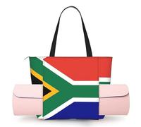 DUWAA South African Flag Print Large Work Tote Bag with Yoga Mat Holder, Large Size Pocket Everyday Bag for Yoga Gym