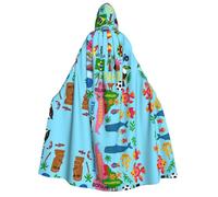 DUWAA South America Map With Icons print Cloak with Hood for Men Women, Hooded Cape Cloak Unisex Halloween Witch Vampire Costume