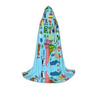 DUWAA South America Map With Icons Print Halloween Costume Clothes Halloween Medieval Costume Cape For Women Men Renaissance Hooded Cloak