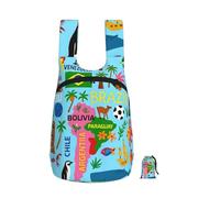 DUWAA South America Map With Icons Print Packable Backpack 16l Gym Backpack Portable Storage Carry On Backpack Travel Bag For Men Women