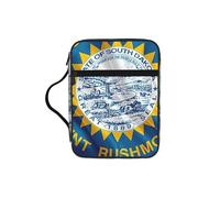 DUWAA South Dakota Flag Map Print Multi Functional Bible Bag Cosmetic Bags with Handle Waterproof Pencil Case with Compartments
